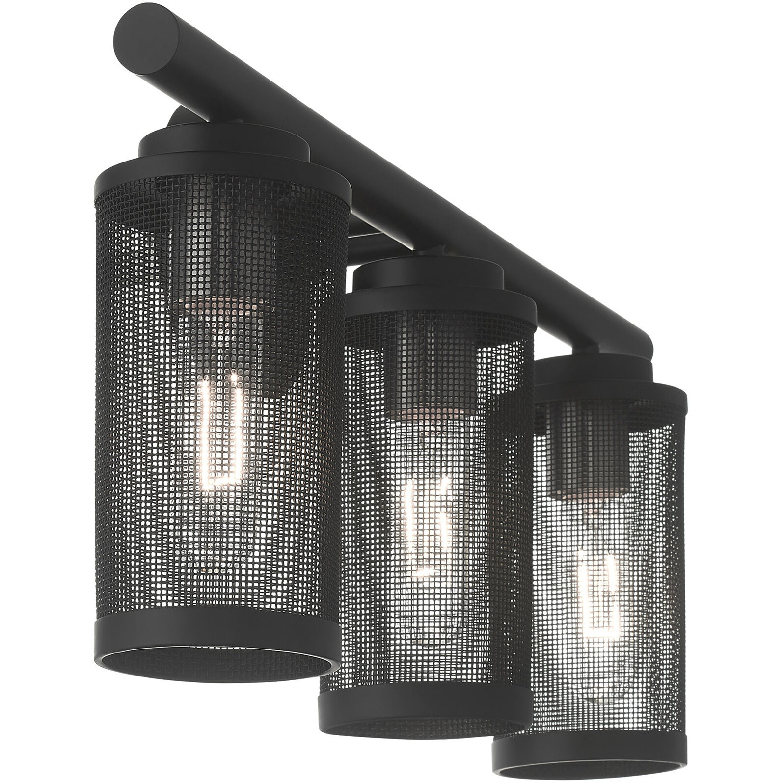 Industro 3 Light 24 inch Black with Brushed Nickel Accents Vanity Sconce Wall Light