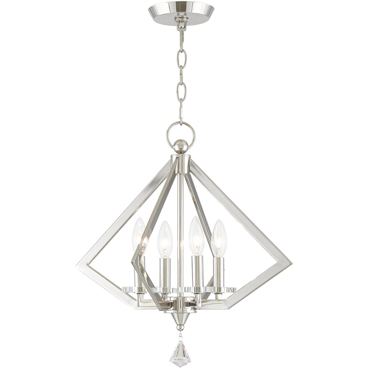 Diamond 4 Light 18 inch Polished Nickel Mini Chandelier Ceiling Light