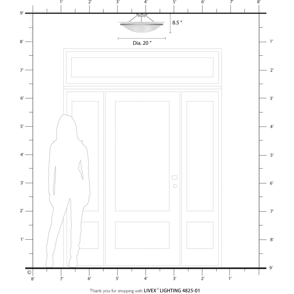 Newburgh 3 Light 20 inch Antique Brass Semi-Flush Ceiling Light