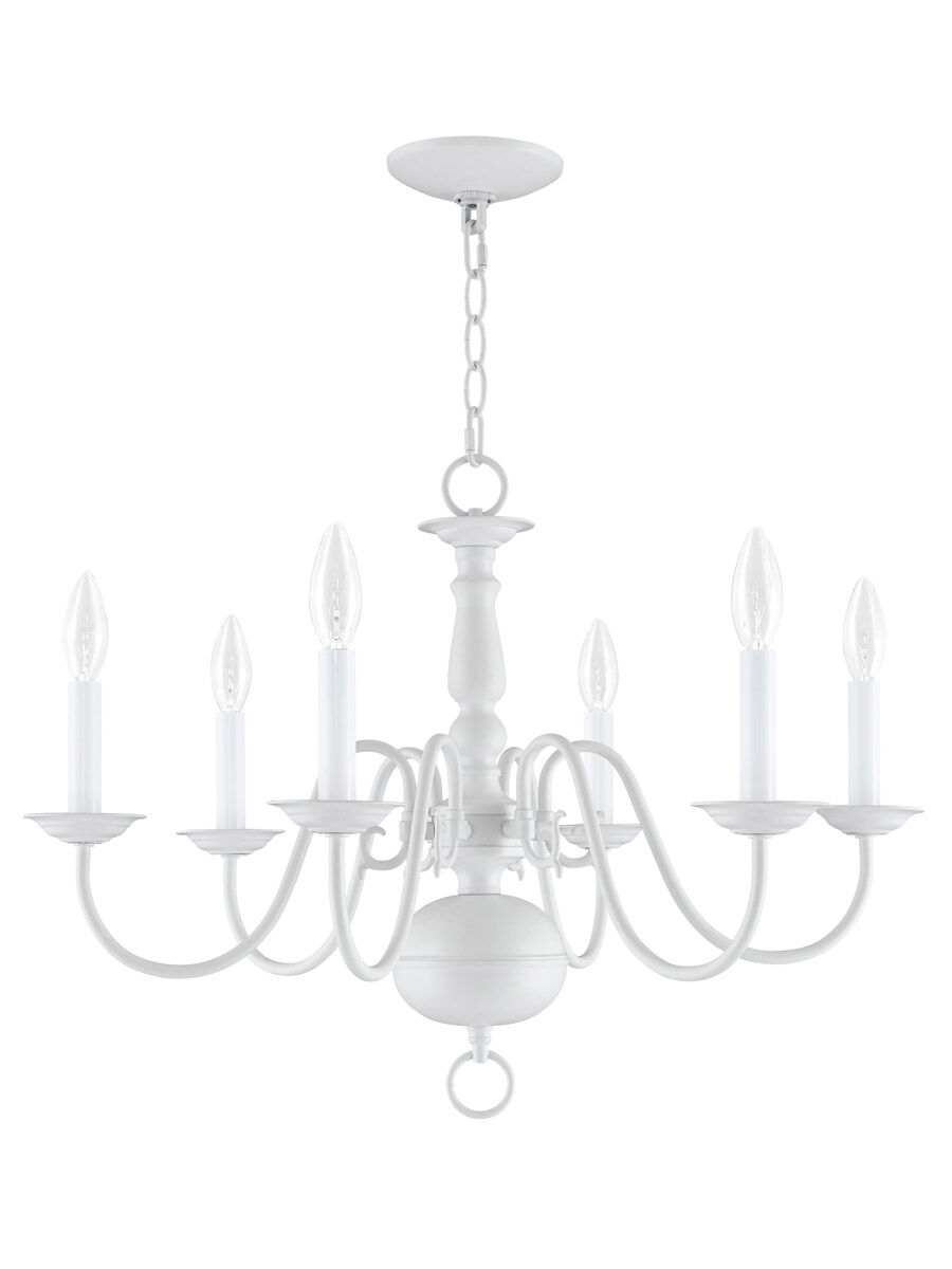 Williamsburgh 6 Light 24 inch White Chandelier Ceiling Light