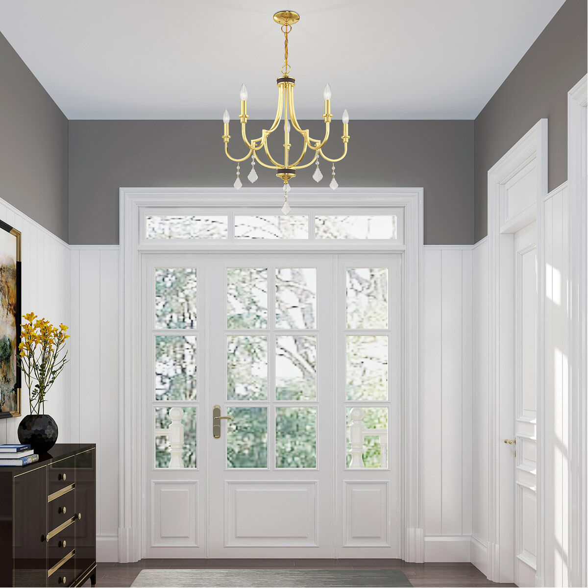 Glendale 5 Light 24.5 inch Polished Brass Chandelier Ceiling Light