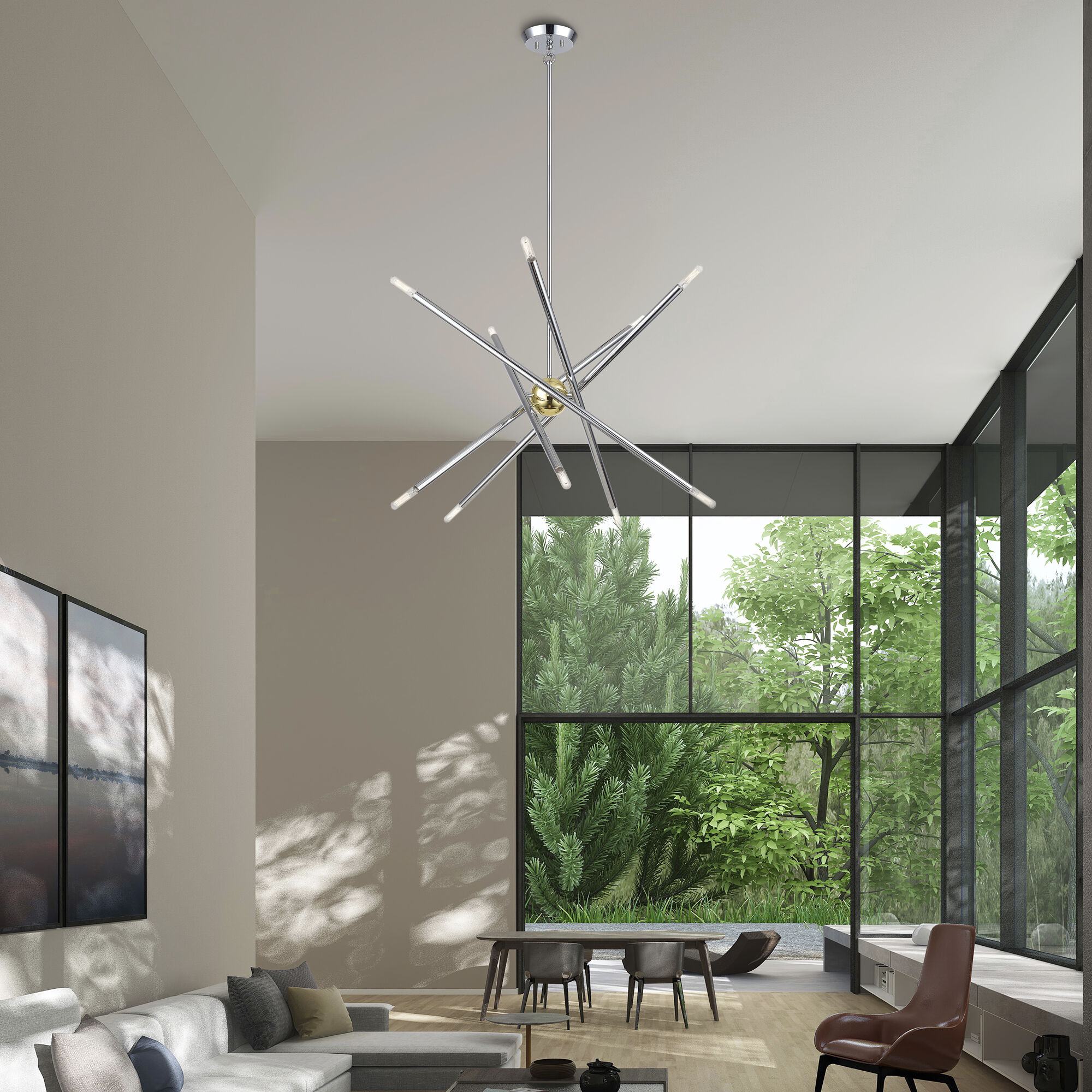 Soho 10 Light 28 inch Polished Chrome with Polished Brass Accents Chandelier Ceiling Light