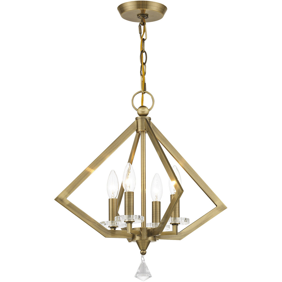 Diamond 4 Light 18 inch Antique Brass Chandelier Ceiling Light