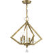 Diamond 4 Light 18 inch Antique Brass Chandelier Ceiling Light