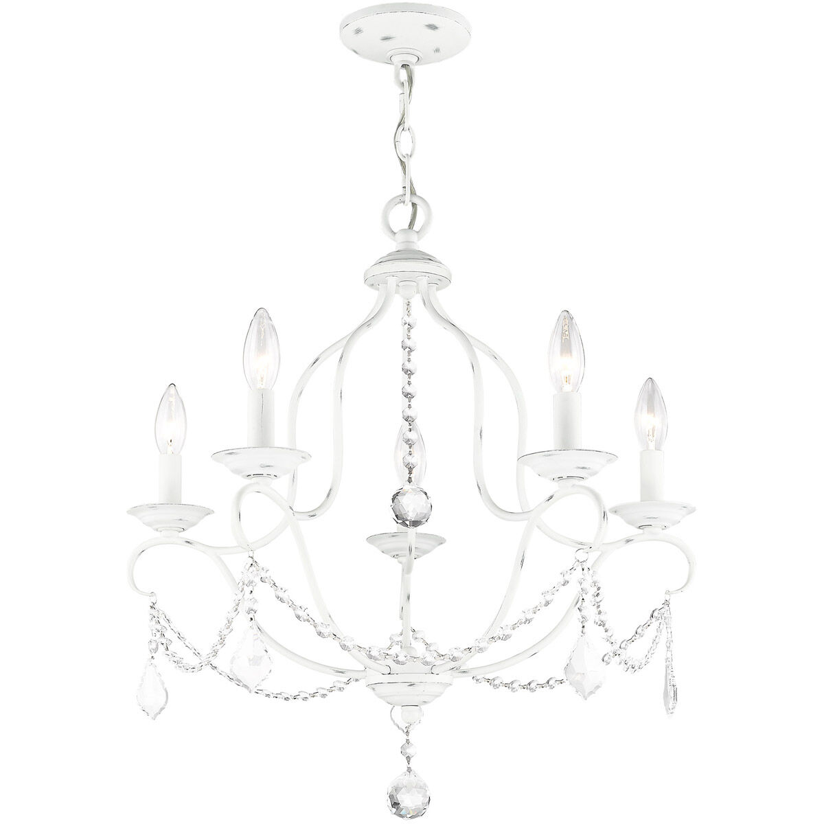 Chesterfield 5 Light 22 inch Antique White Chandelier Ceiling Light