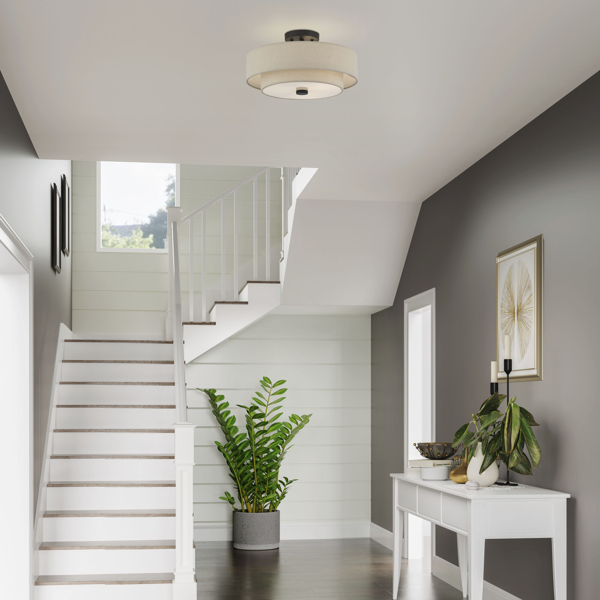 Bellingham 3 Light 15 inch Bronze Semi Flush Mount Ceiling Light, Large