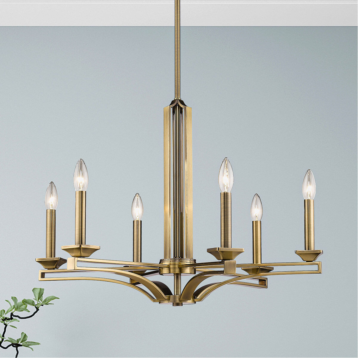 Trumbull 6 Light 26 inch Antique Brass Chandelier Ceiling Light