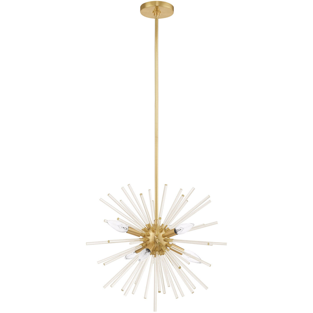 Utopia 6 Light 20 inch Satin Brass Pendant Chandelier Ceiling Light