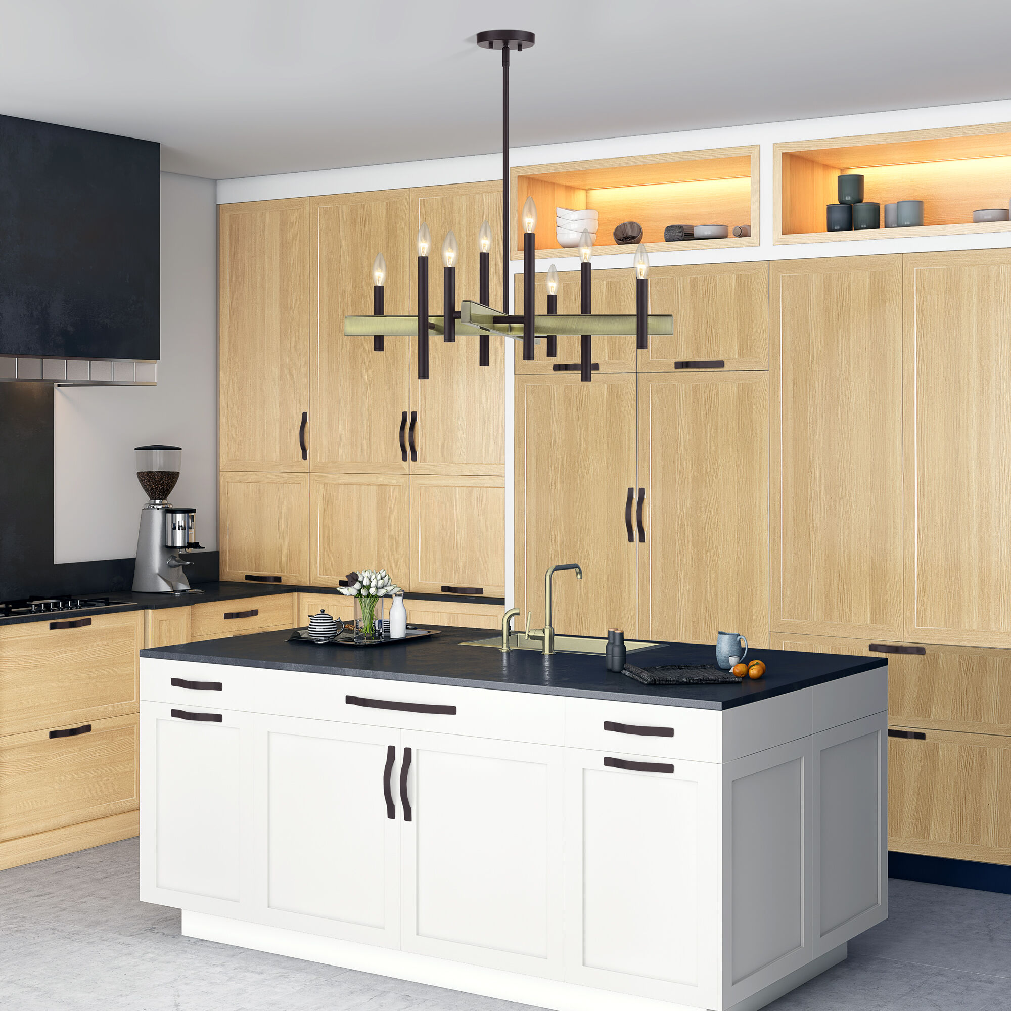 Denmark 8 Light 28 inch Bronze with Antique Brass Accents Chandelier Ceiling Light