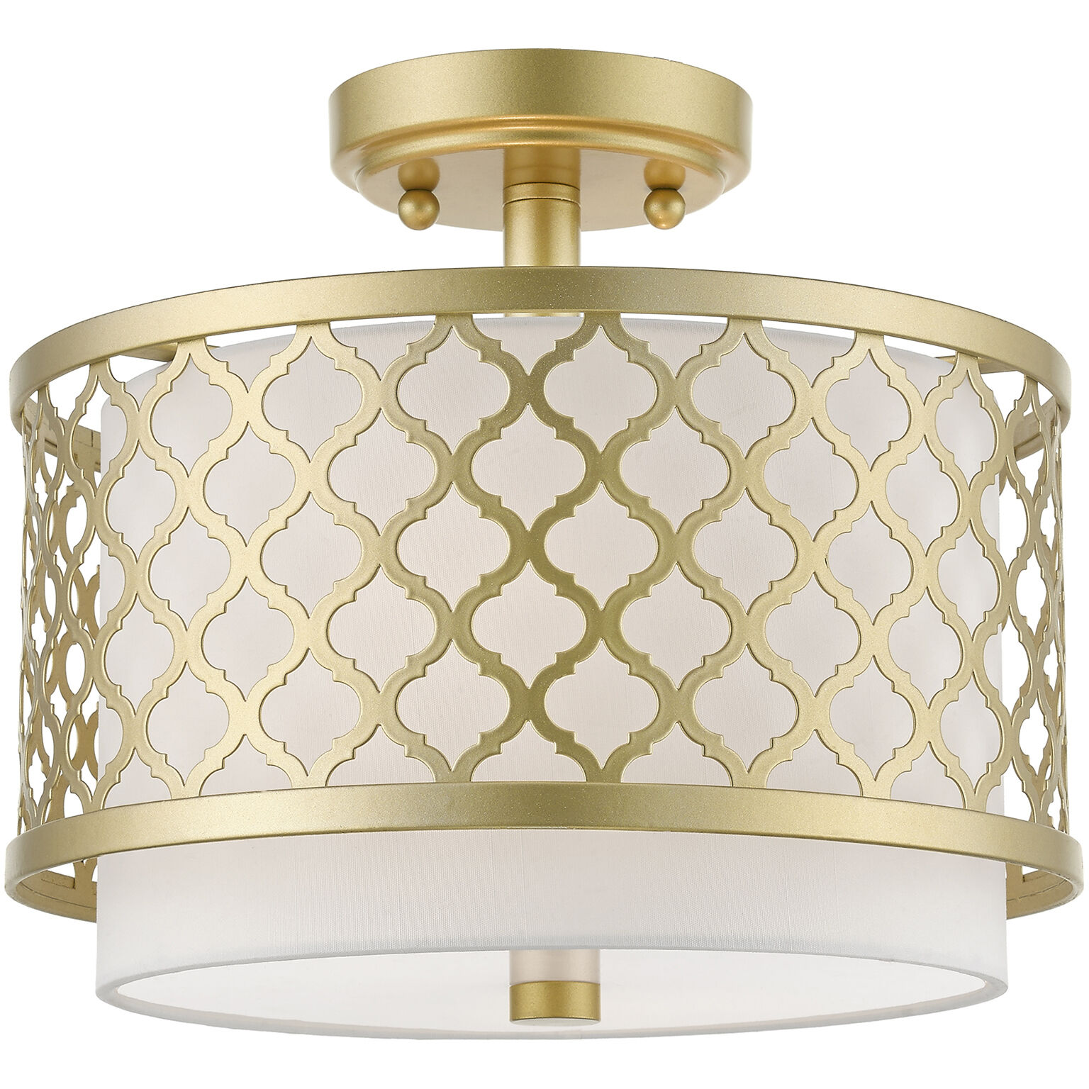 Arabesque 2 Light 12 inch Soft Gold Small Semi-Flush Ceiling Light, Small