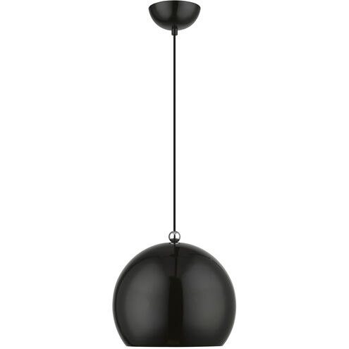 Stockton 1 Light 12 inch Shiny Black with Polished Chrome Accents Pendant Ceiling Light, Globe