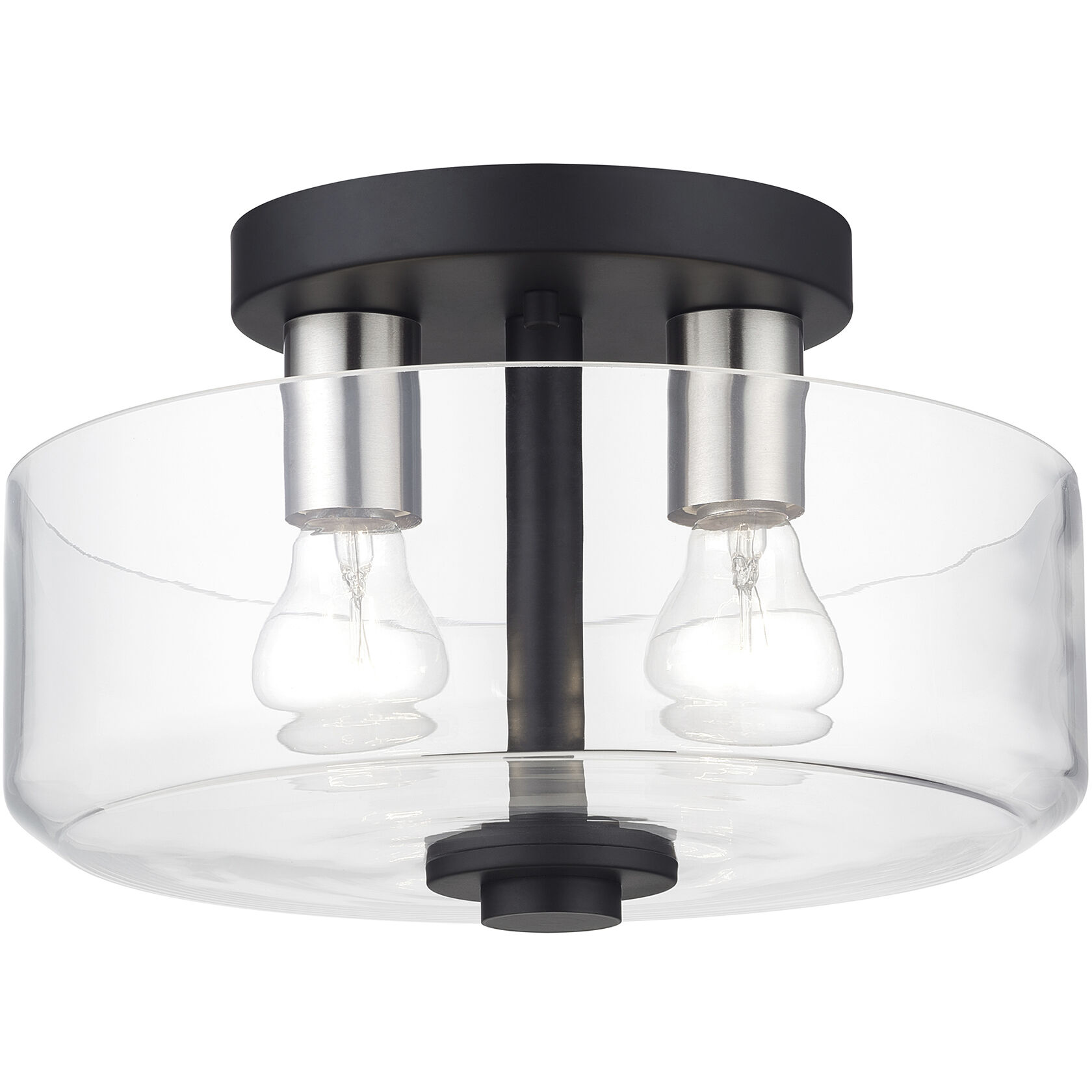 Whitworth 2 Light 12.25 inch Black with Brushed Nickel Accents Semi-Flush Ceiling Light