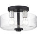 Whitworth 2 Light 12.25 inch Black with Brushed Nickel Accents Semi-Flush Ceiling Light