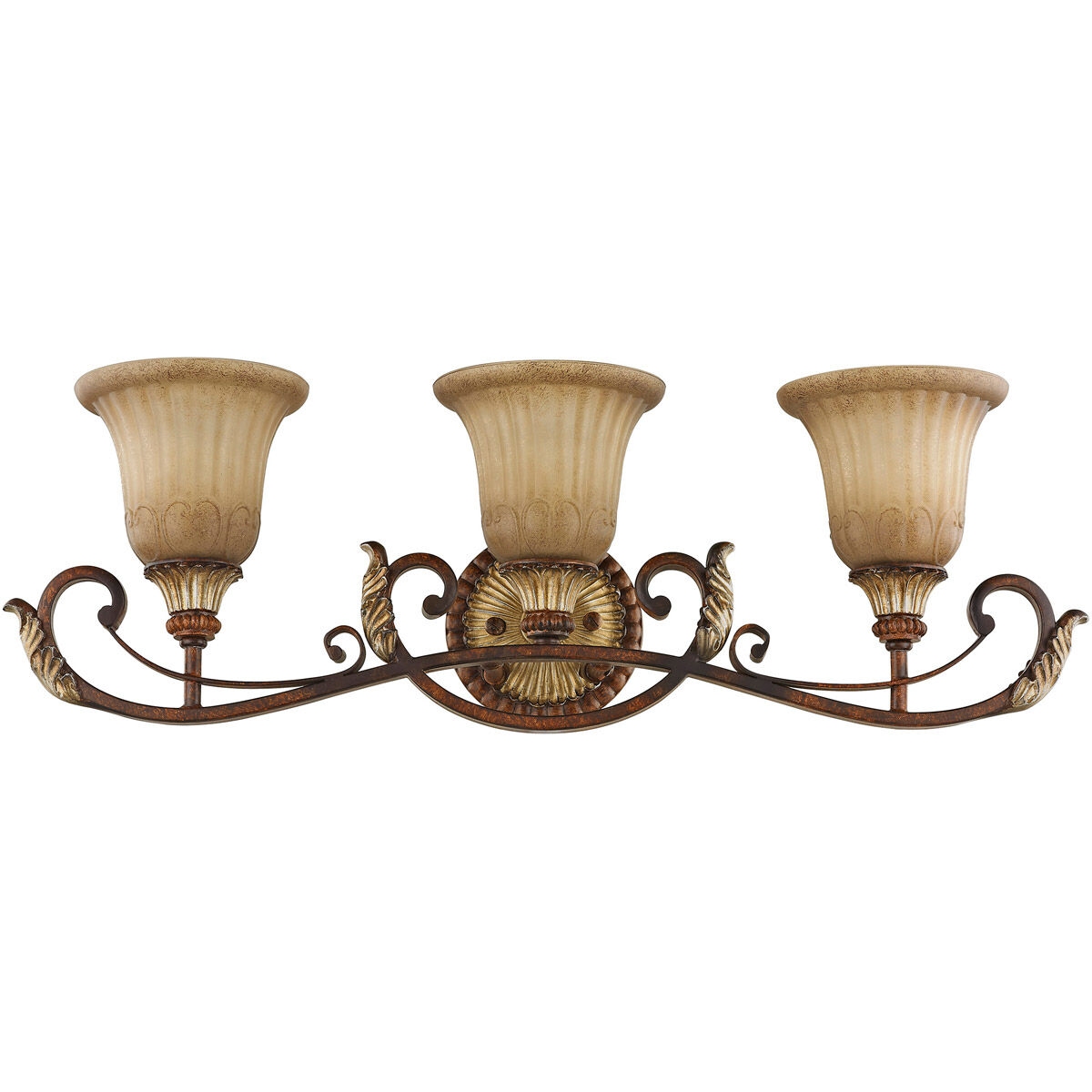 Villa Verona 3 Light 30 inch Verona Bronze with Aged Gold Leaf Accents Bath Vanity Wall Light