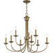 Estate 9 Light 30 inch Antique Gold Leaf Chandelier Ceiling Light, Large, 2-Tier