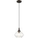 Art Glass 1 Light 8 inch English Bronze Mini Pendant Ceiling Light in Shiny Dark Gray