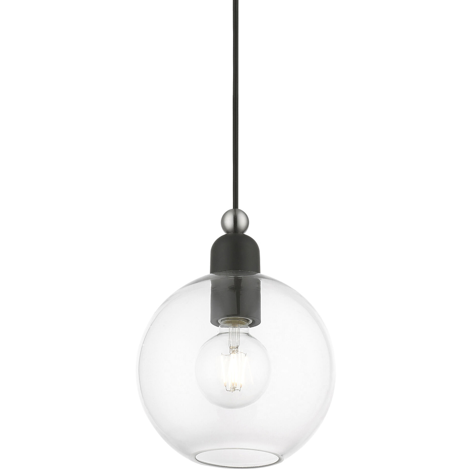 Downtown 1 Light 8 inch Black with Brushed Nickel Accents Pendant Ceiling Light, Sphere