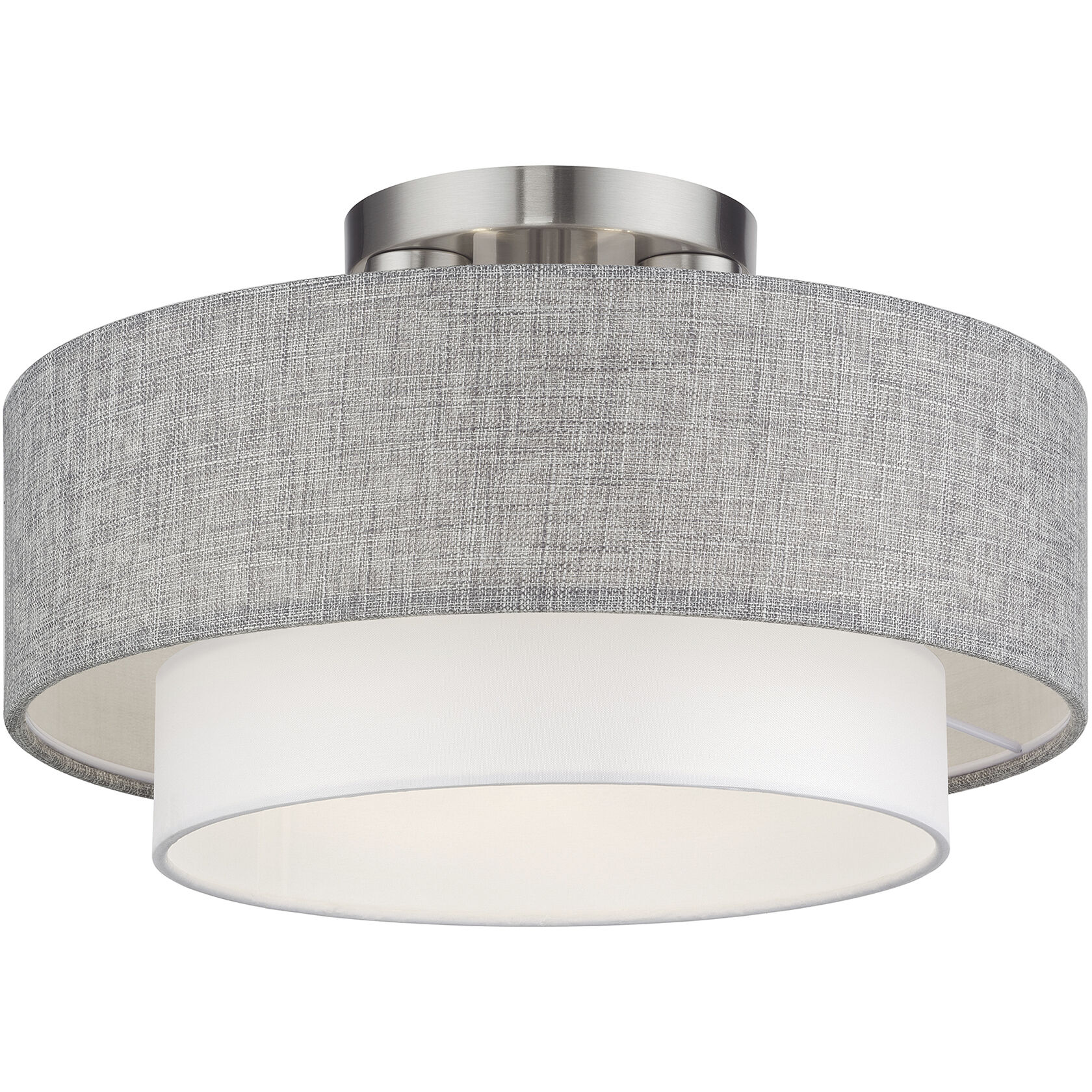Brookmeade 3 Light 15 inch Brushed Nickel Semi-Flush Ceiling Light