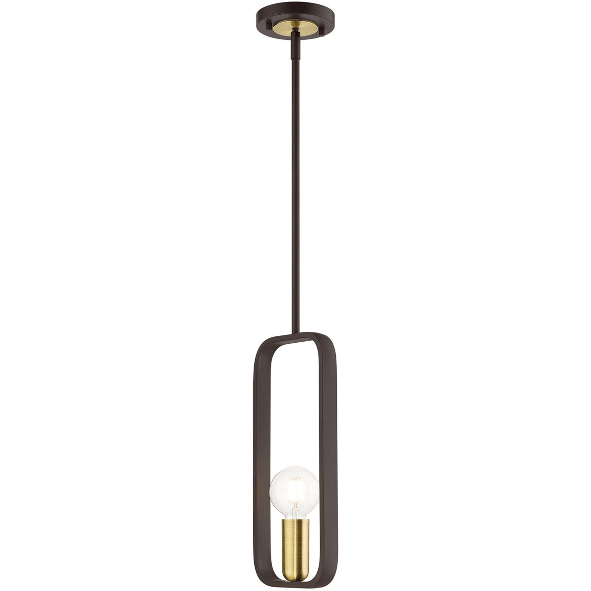 Bergamo 1 Light 5 inch Bronze with Antique Brass Accents Pendant Ceiling Light