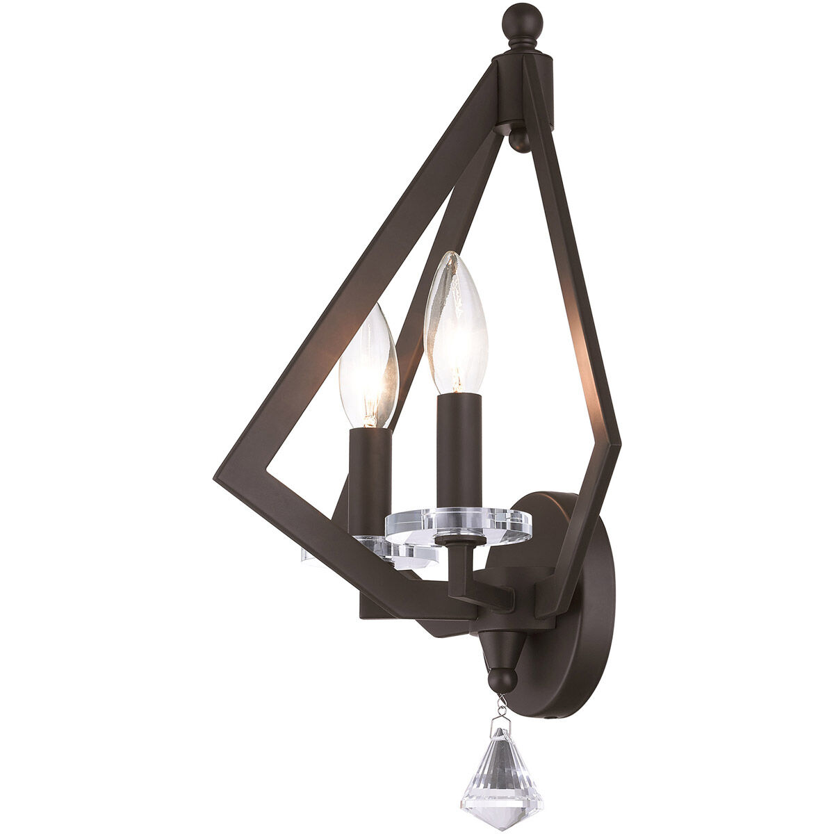 Diamond 2 Light 13 inch Bronze Wall Sconce Wall Light