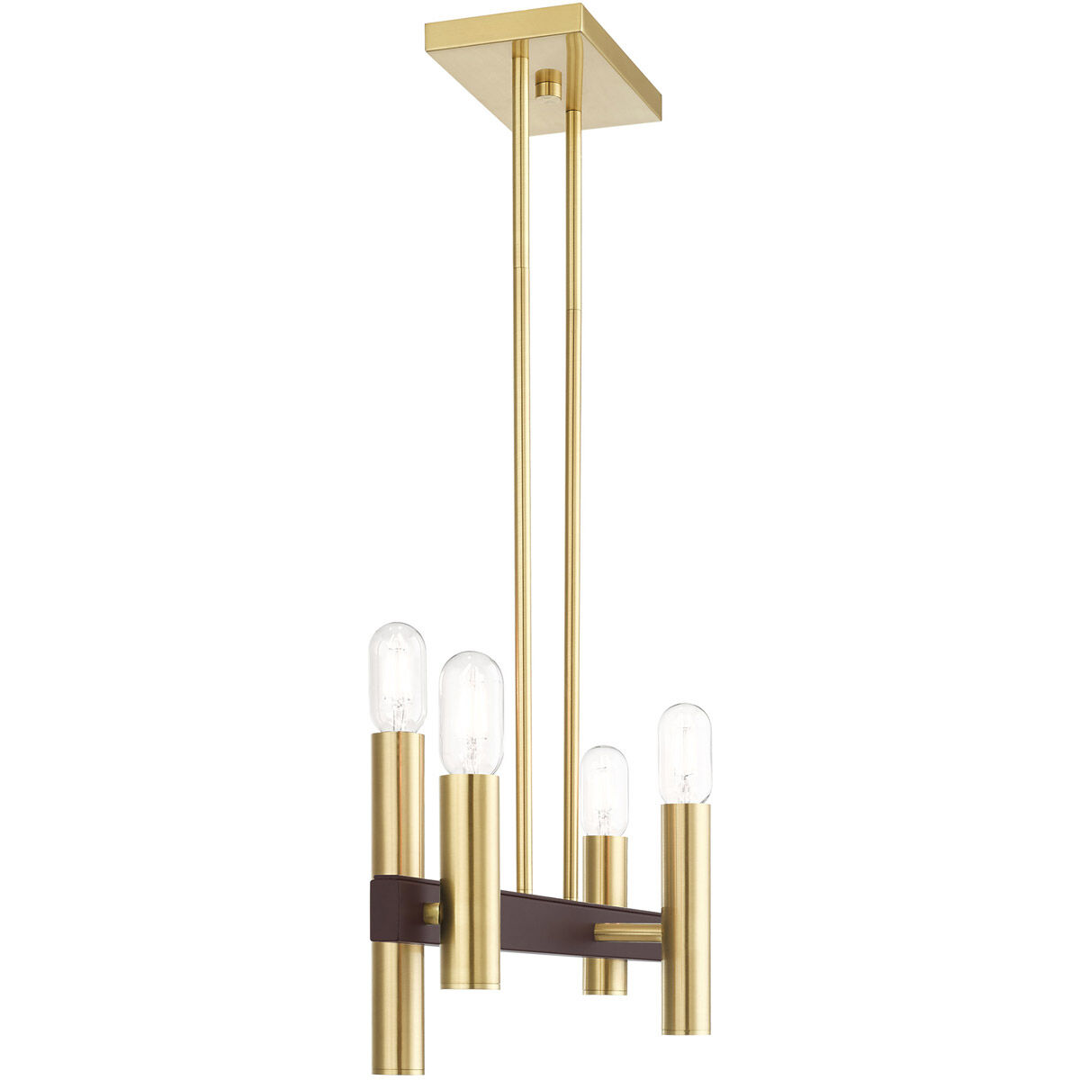Helsinki 4 Light 8.25 inch Satin Brass with Bronze Accents Chandelier Ceiling Light