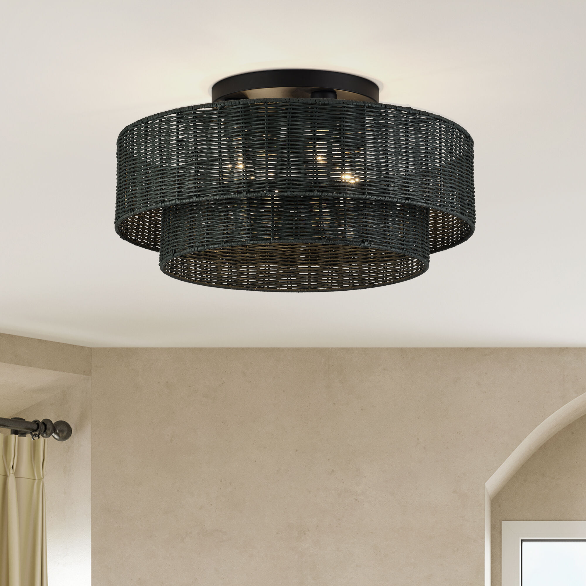 Weavington 4 Light 21 inch Black Semi Flush Mount Ceiling Light, Extra Large