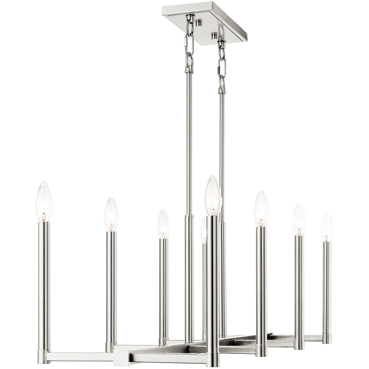 Alpine 8 Light 37 inch Brushed Nickel Linear Chandelier Ceiling Light