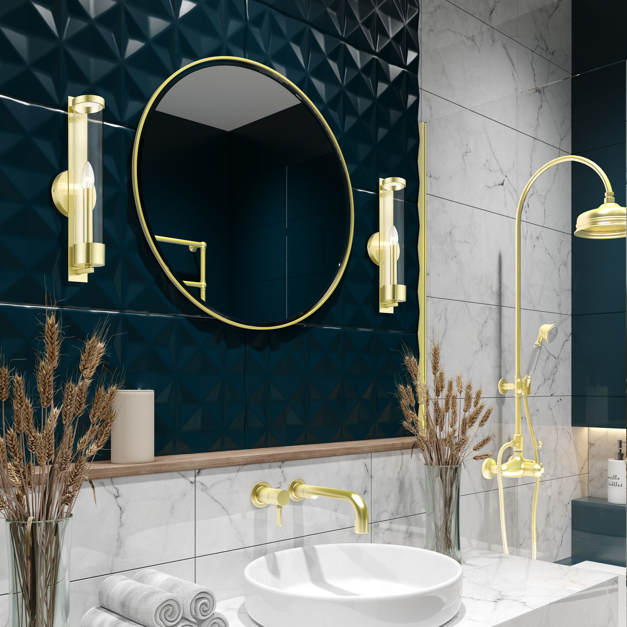 Castleton 1 Light 5 inch Satin Brass Single Sconce Wall Light, Tall