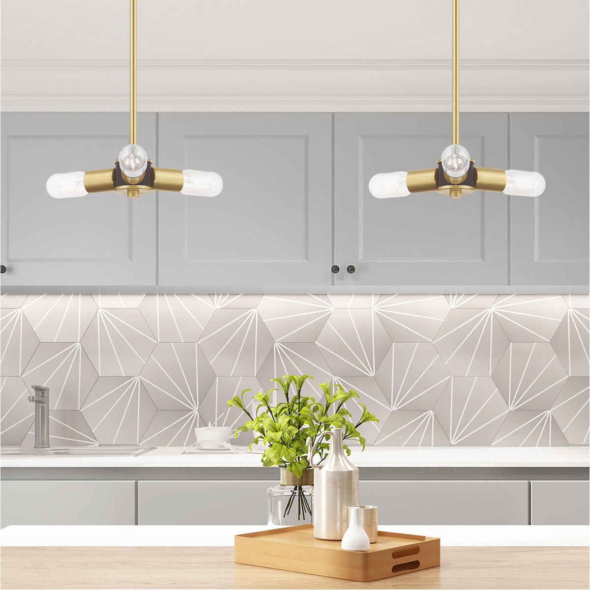 Copenhagen 3 Light 13 inch Satin Brass Mini Chandelier Ceiling Light