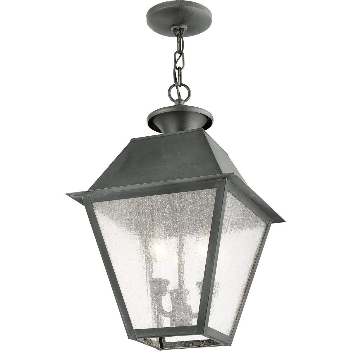 Mansfield 3 Light 12 inch Charcoal Outdoor Pendant Lantern