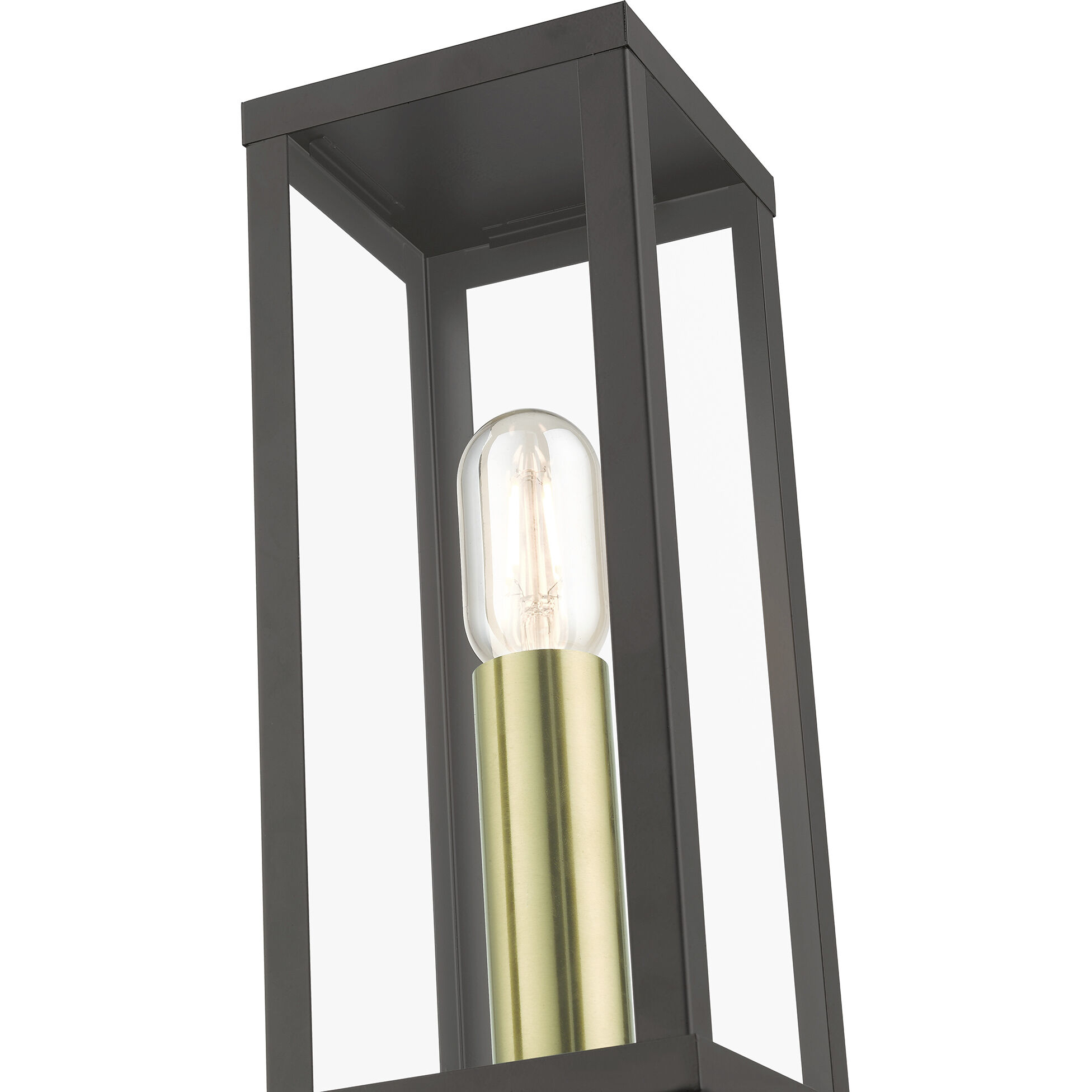 Gaffney 1 Light 15.5 inch Bronze with Antique Gold Finish Accents Outdoor Post Top Lantern