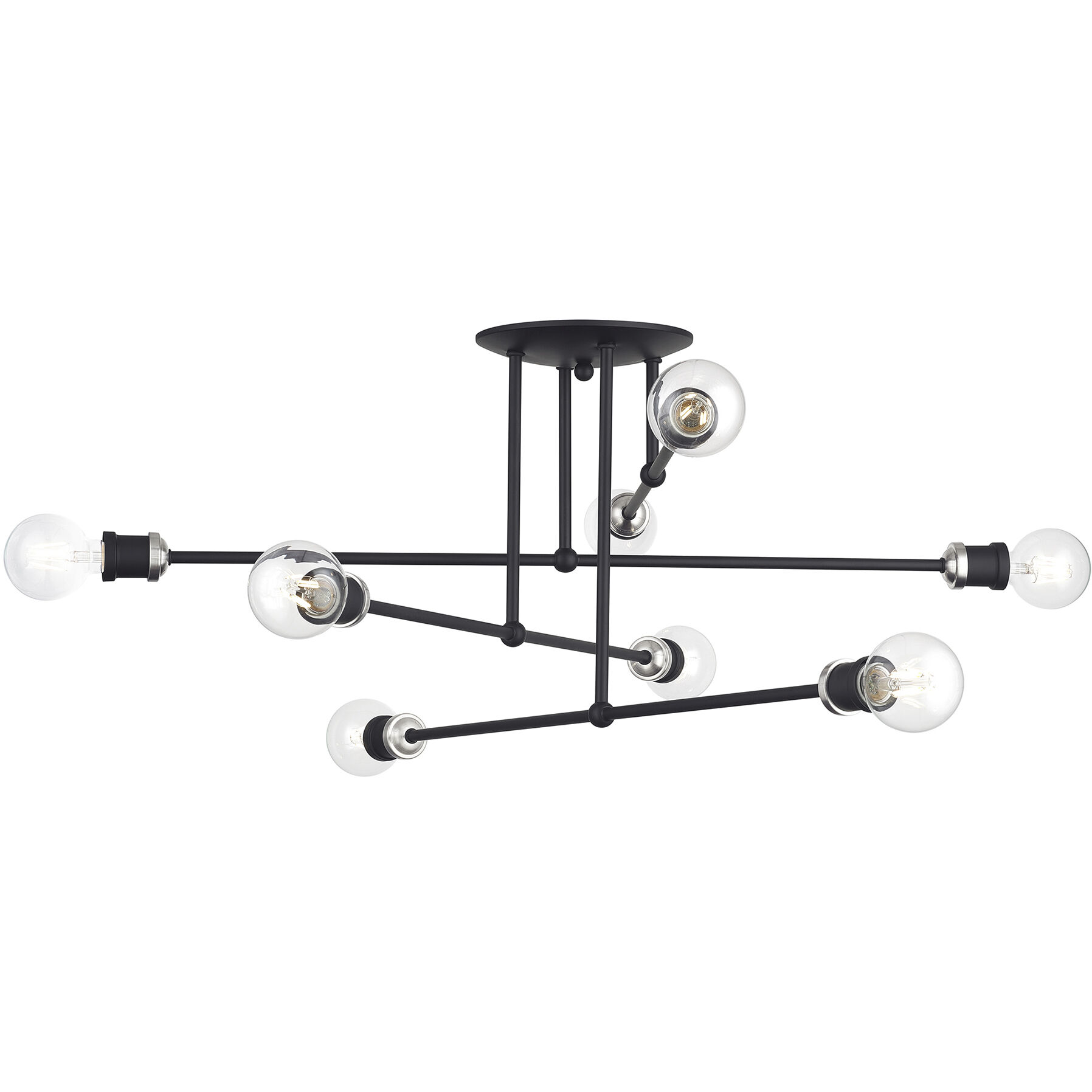 Delacroix 8 Light 35 inch Black with Brushed Nickel Accents Semi-Flush Ceiling Light