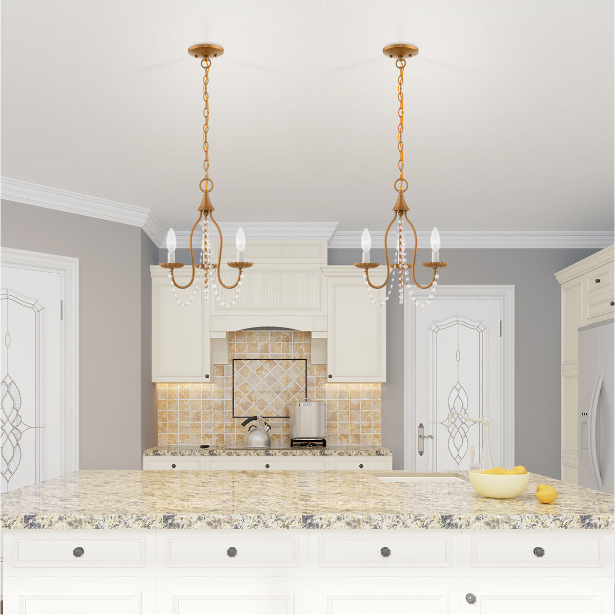 Alessia 3 Light 13 inch Antique Gold Leaf Mini Chandelier Ceiling Light