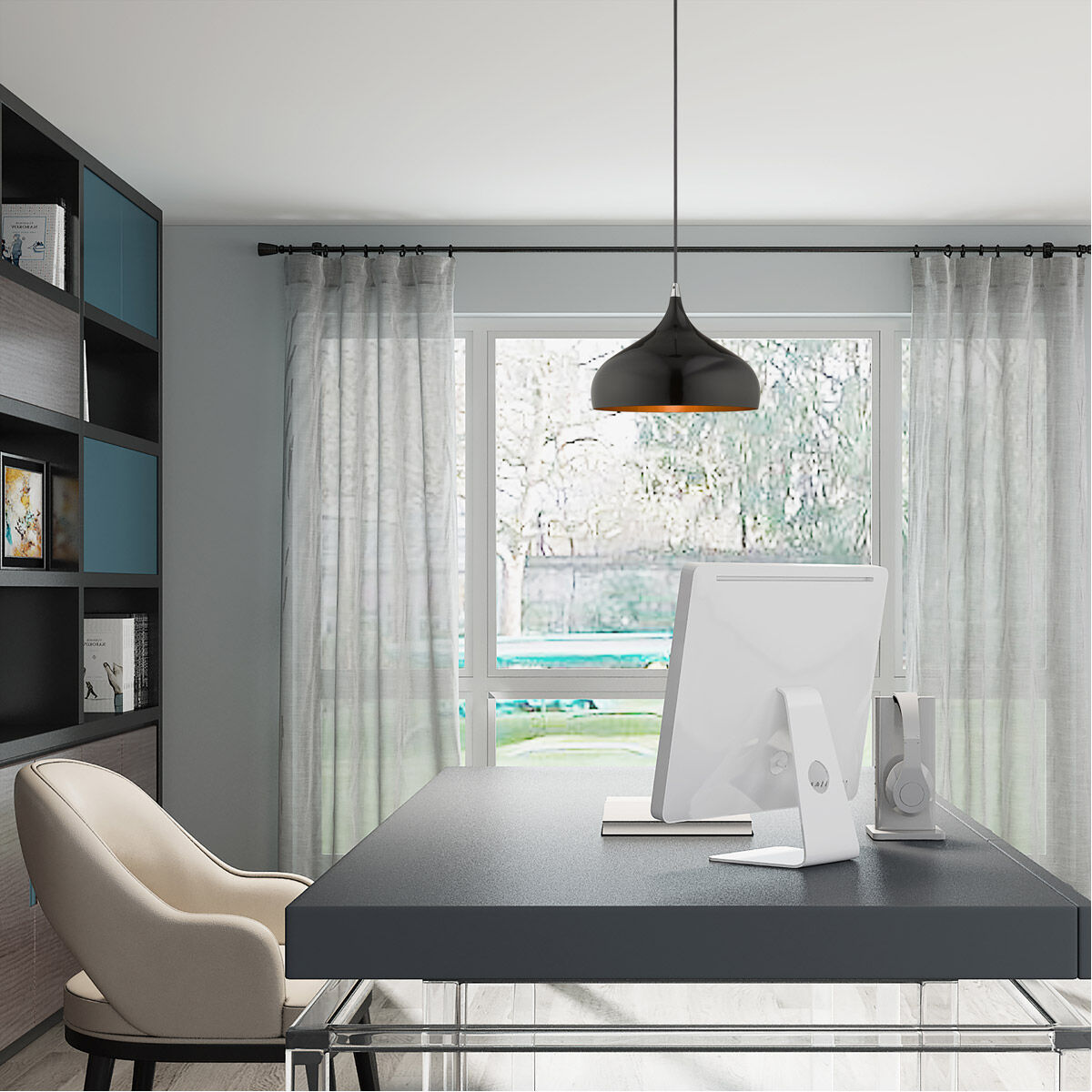 Allison 1 Light 12 inch Shiny Black Mini Pendant Ceiling Light