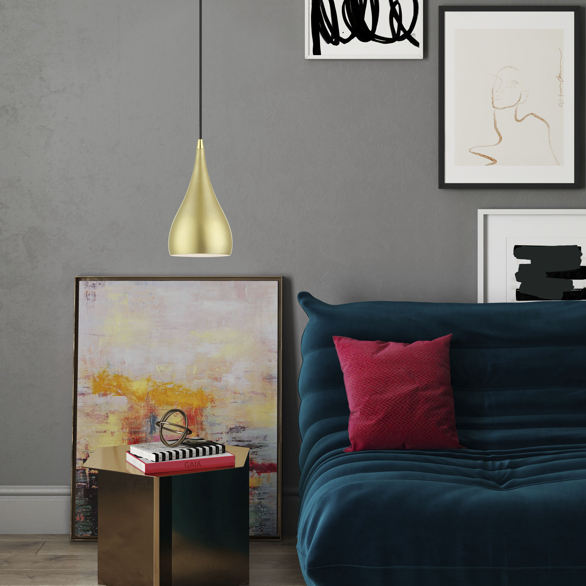 Amador 1 Light 6.25 inch Soft Gold with Polished Brass Accents Mini Pendant Ceiling Light