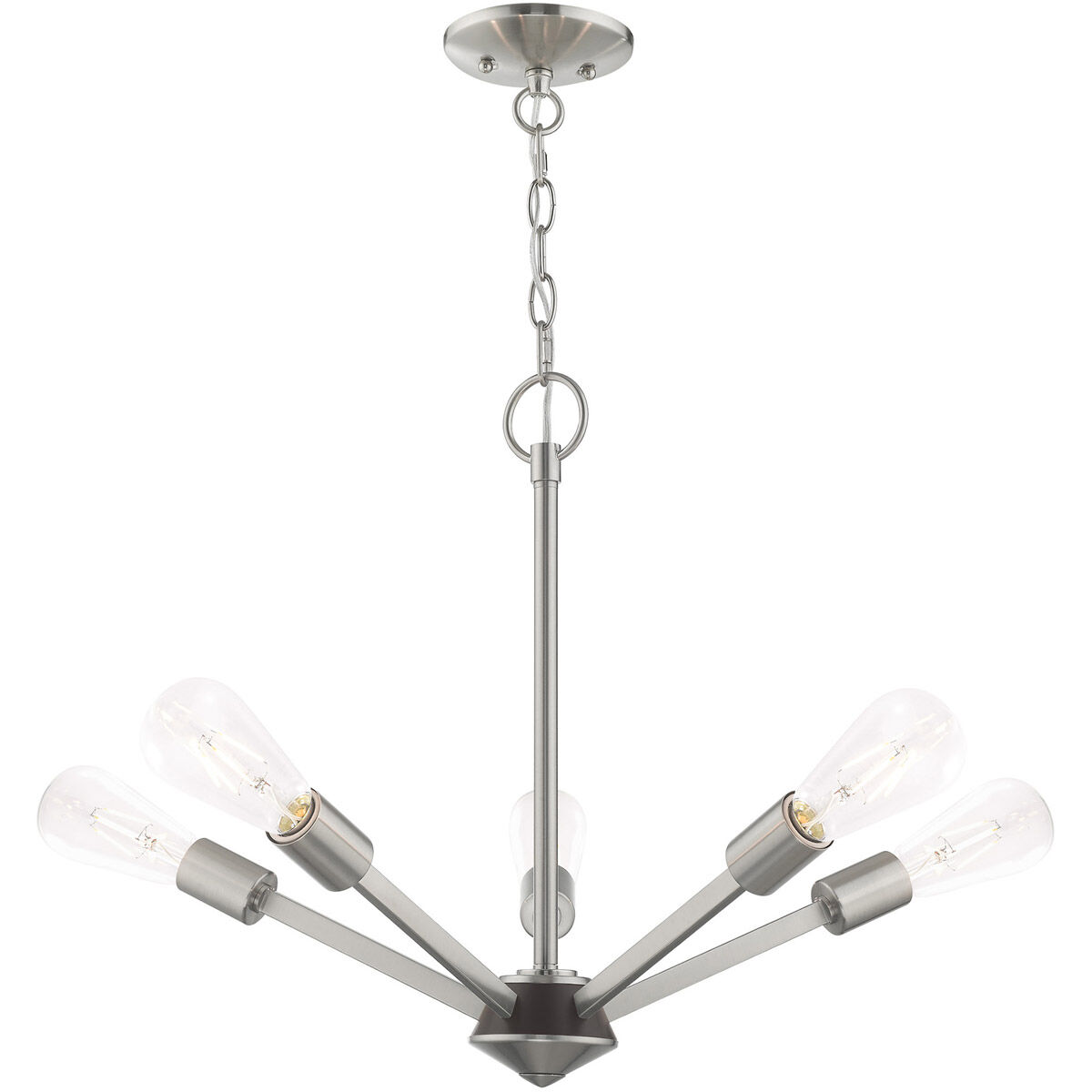 Prague 5 Light 20 inch Brushed Nickel Chandelier Ceiling Light
