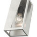 Forsyth 1 Light 11 inch Brushed Nickel with Black Finish Accents Outdoor Wall Lantern in Brushed Nickel & Black, Medium