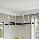 Denmark 12 Light Brushed Nickel with Black Accents Linear Chandelier Ceiling Light