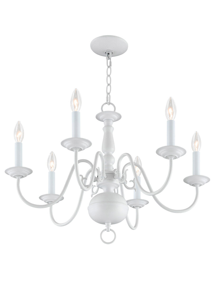 Williamsburgh 6 Light 24 inch White Chandelier Ceiling Light