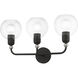 Downtown 3 Light 24 inch Black with Brushed Nickel Accents Vanity Sconce Wall Light, Sphere