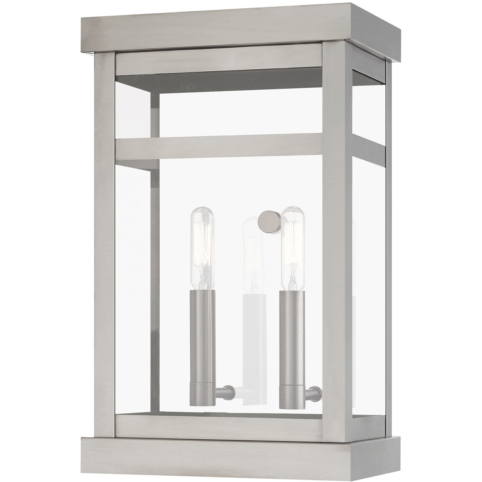 Hopewell 2 Light 15 inch Brushed Nickel Outdoor Wall Lantern