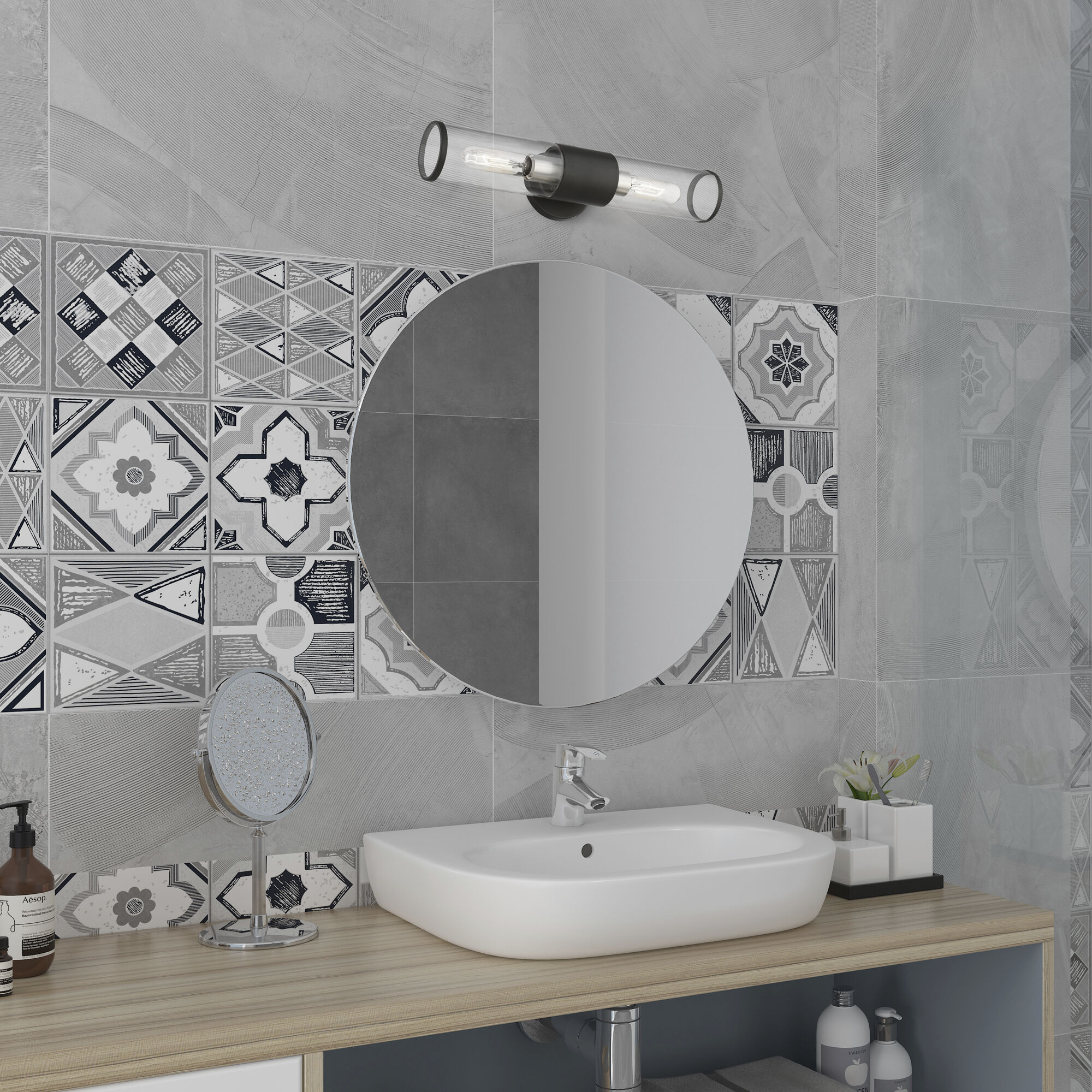 Banca 2 Light 4 inch Black with Brushed Nickel Accent ADA Vanity Sconce Wall Light