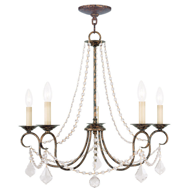 Pennington 5 Light 25 inch Hand Applied Venetian Golden Bronze Chandelier Ceiling Light