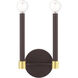 Karlstad 2 Light 7 inch Bronze with Satin Brass Accents ADA Sconce Wall Light