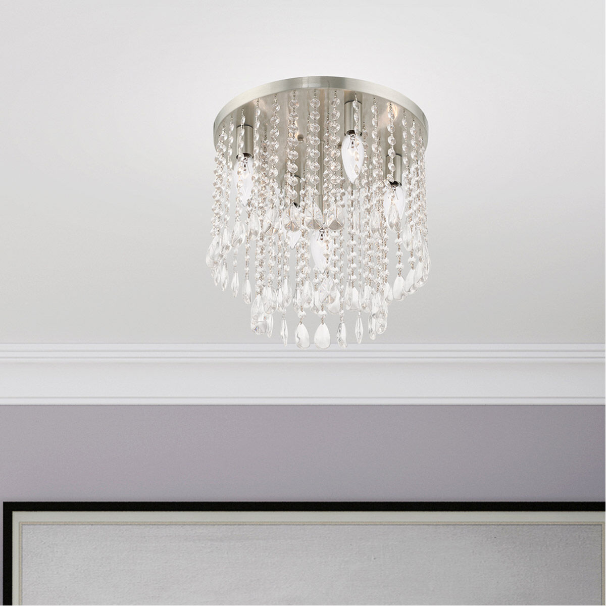 Elizabeth 5 Light 14 inch Brushed Nickel Flush Mount Ceiling Light