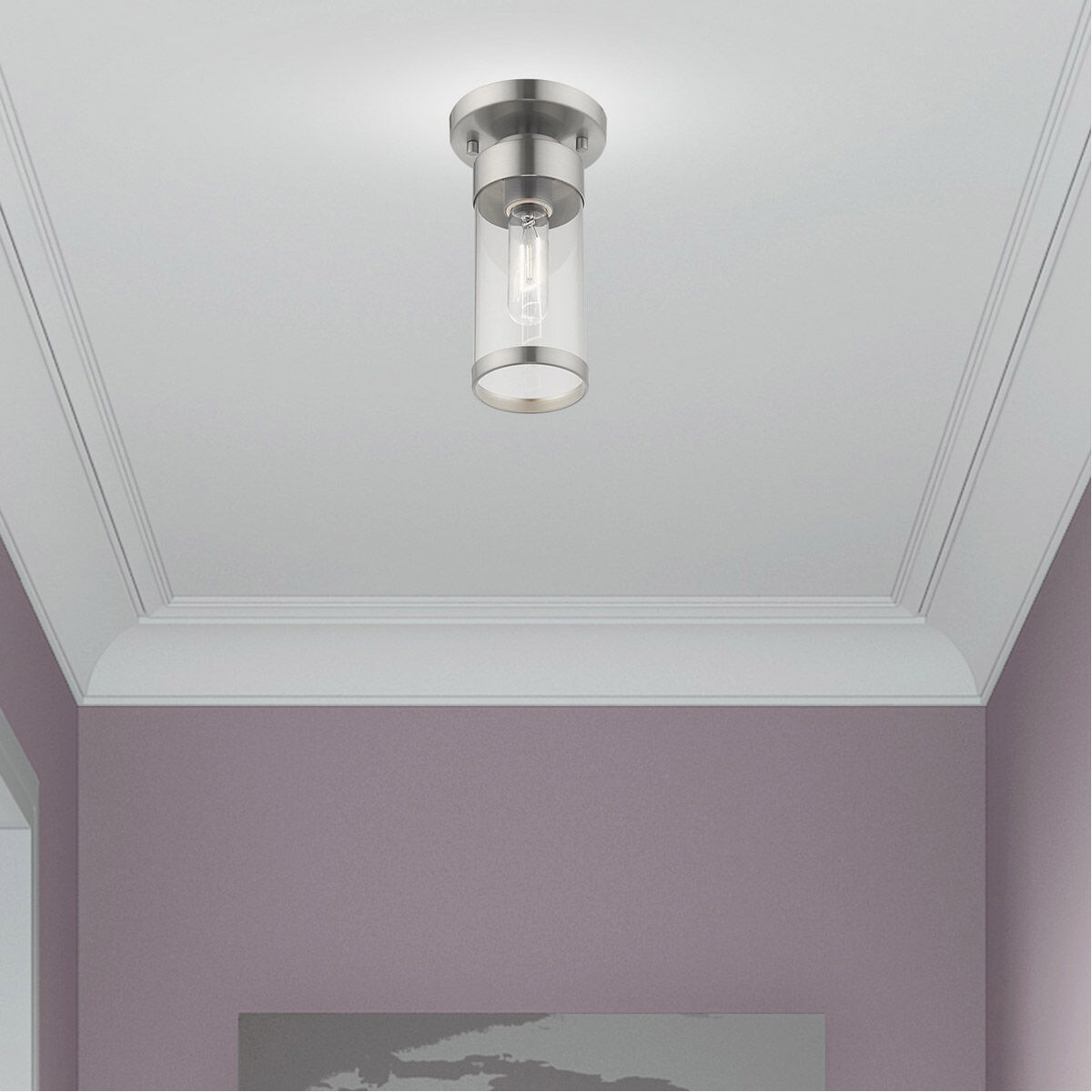 Hillcrest 1 Light 5 inch Brushed Nickel Semi-Flush Mount Ceiling Light