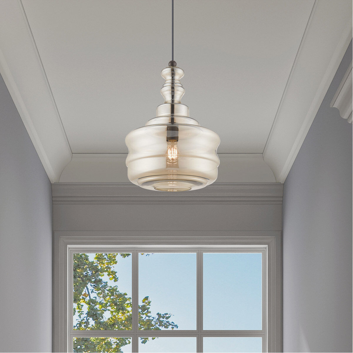 Art Glass 1 Light 12.63 inch English Bronze Mini Pendant Ceiling Light