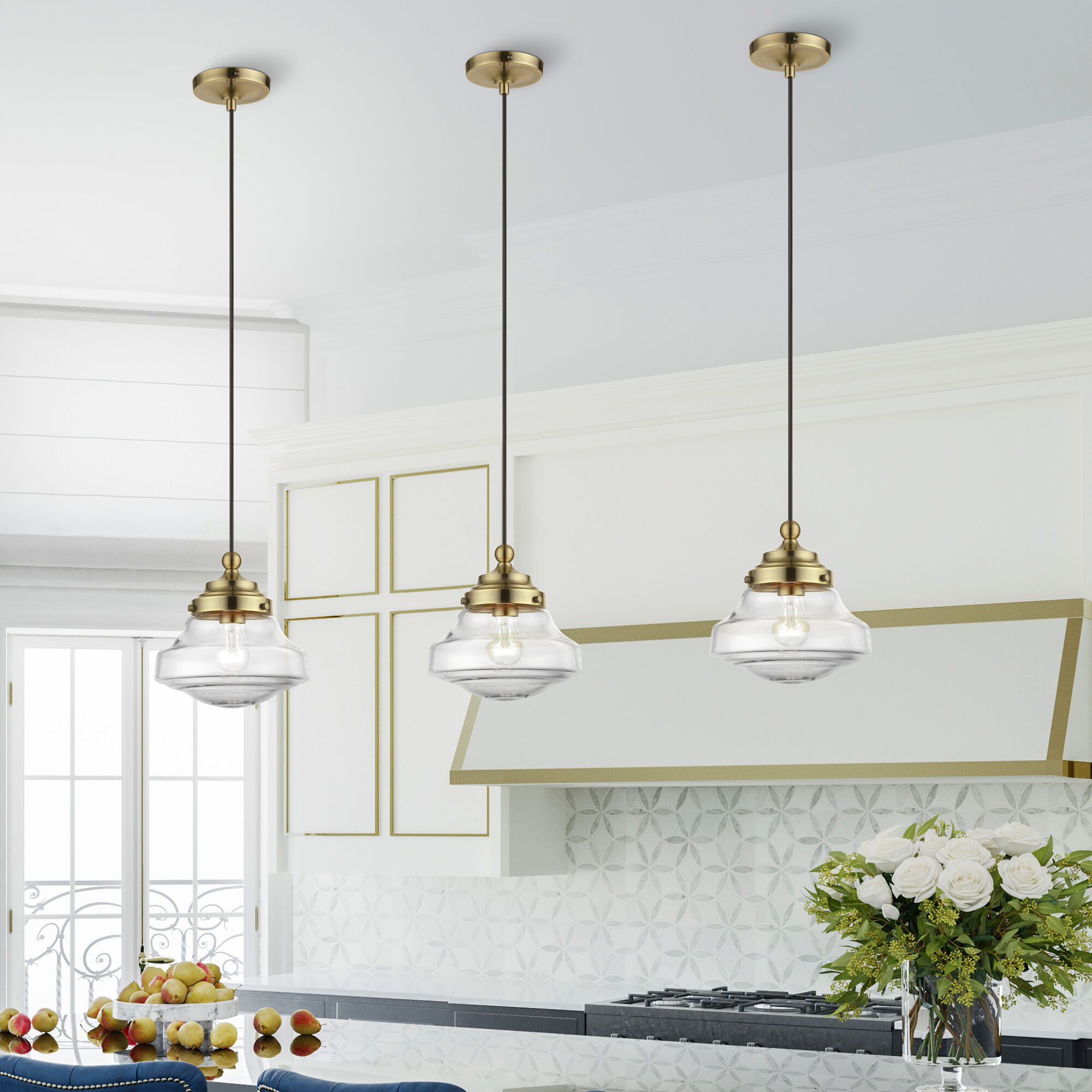 Avondale 1 Light 9 inch Antique Brass Mini Pendant Ceiling Light