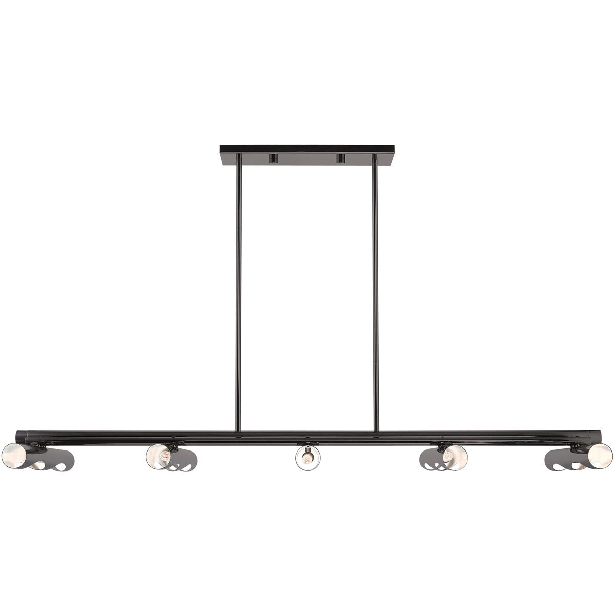 Acra 10 Light 50 inch Black Chrome Linear Chandelier Ceiling Light