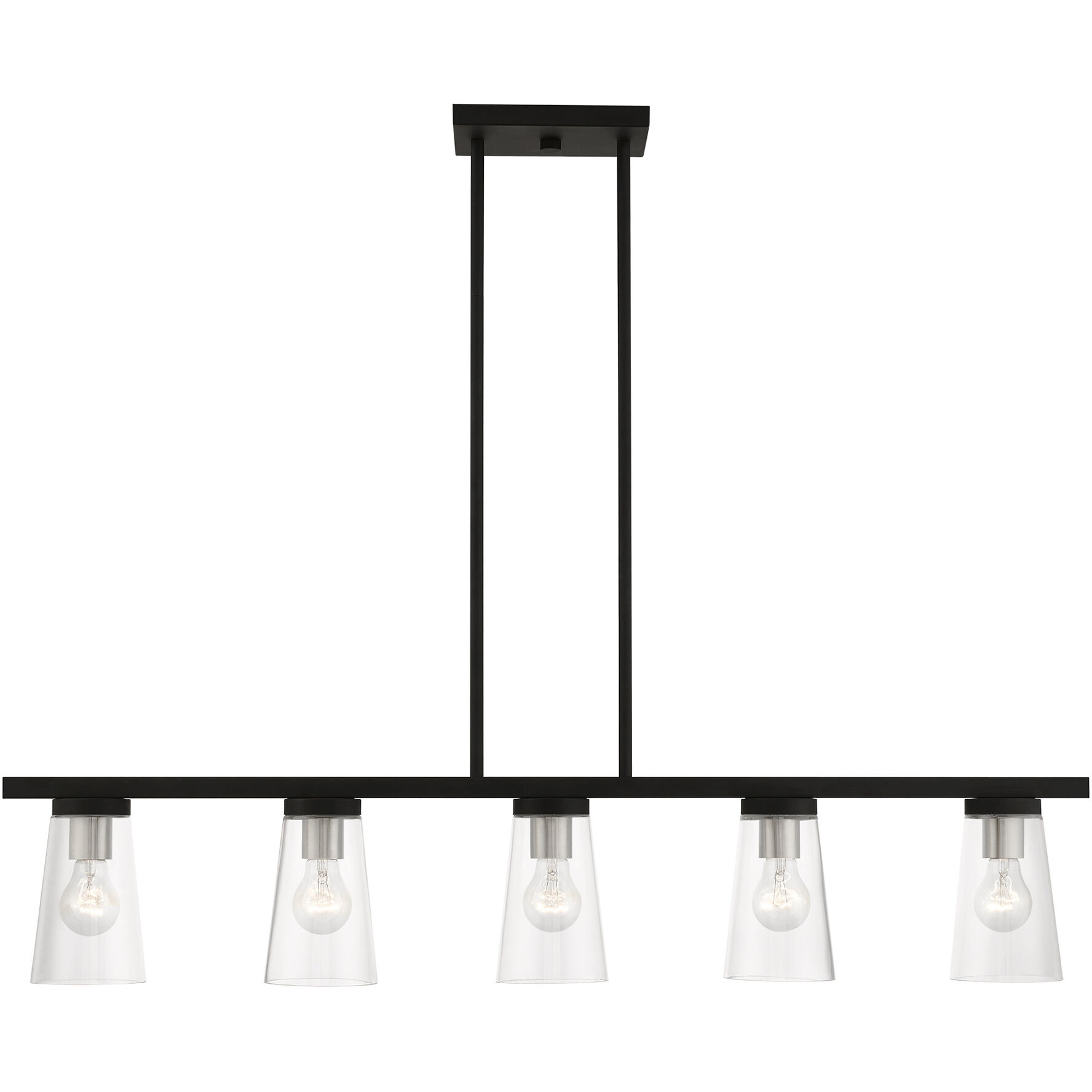 Cityview 5 Light 40 inch Black with Brushed Nickel Accents Linear Chandelier Ceiling Light